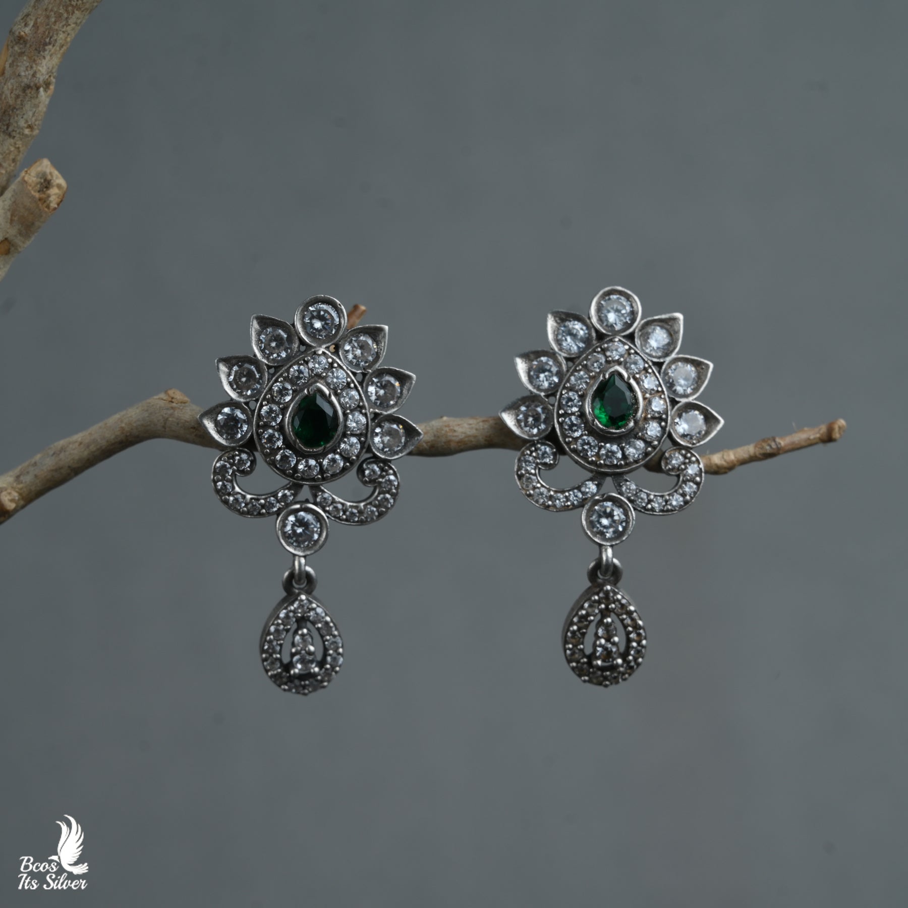 Pure 925 Silver Oxidized Earring-4468
