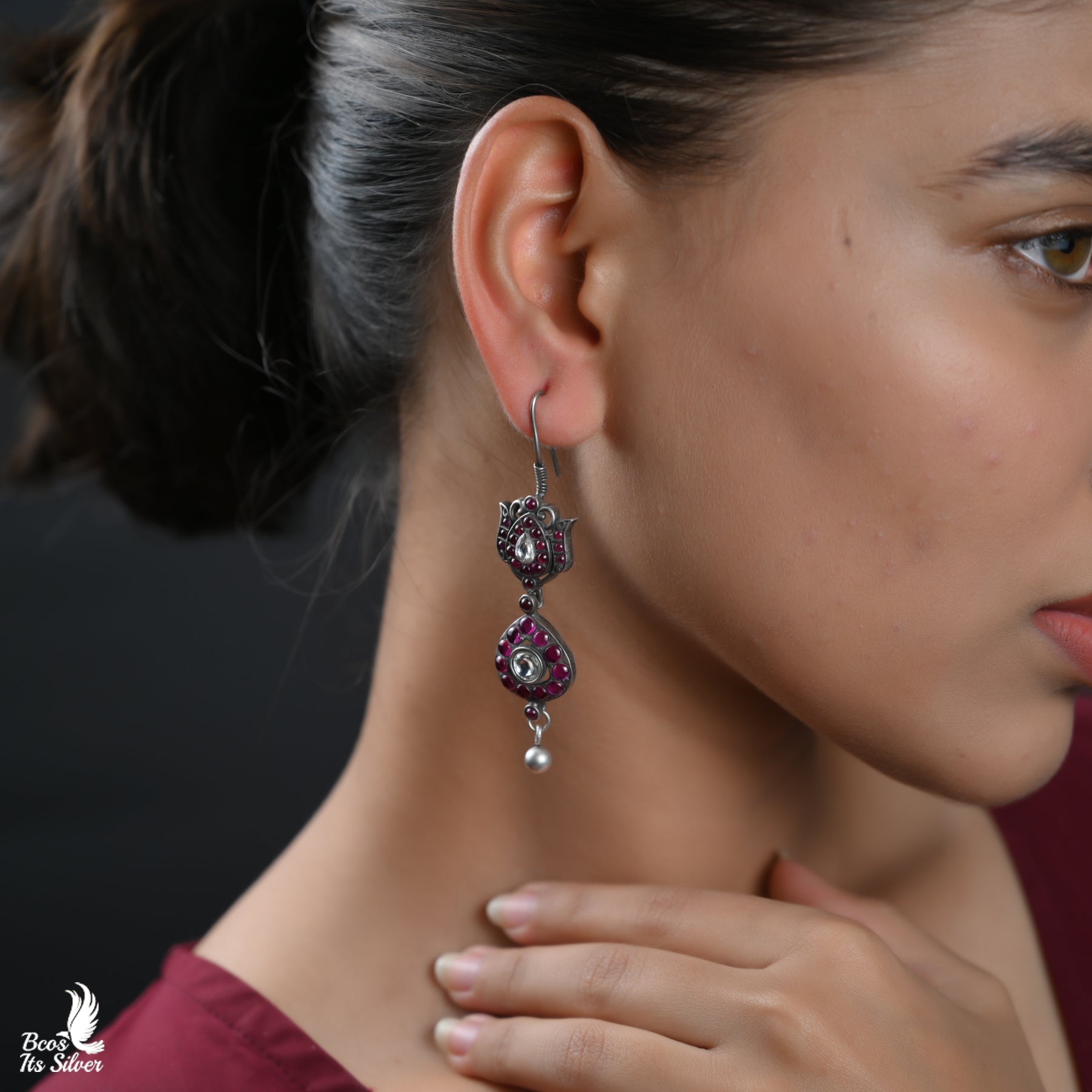 Pure 925 Silver Oxidized Earring - 5059