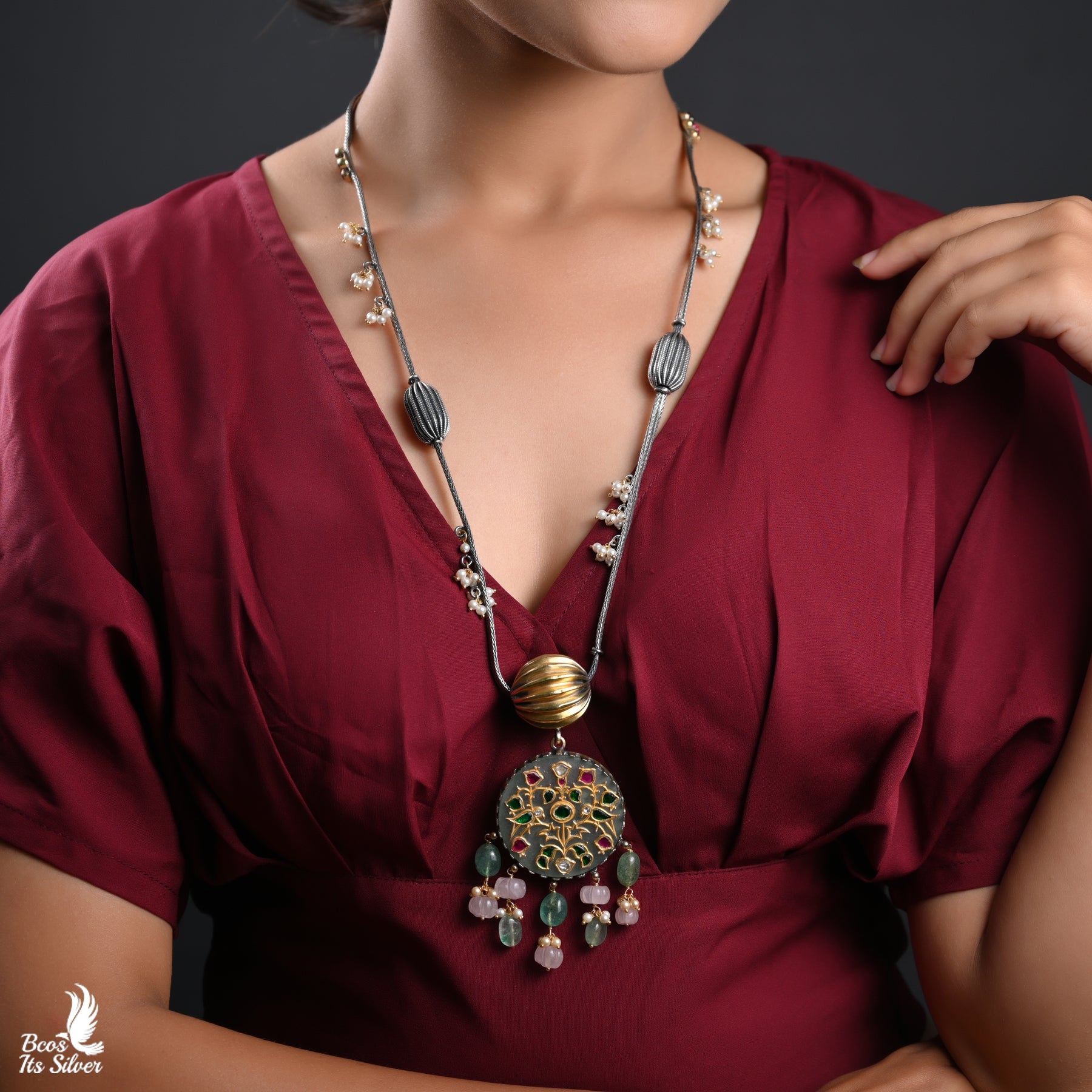 Pure 925 Silver Dual Tone Haram- 4533