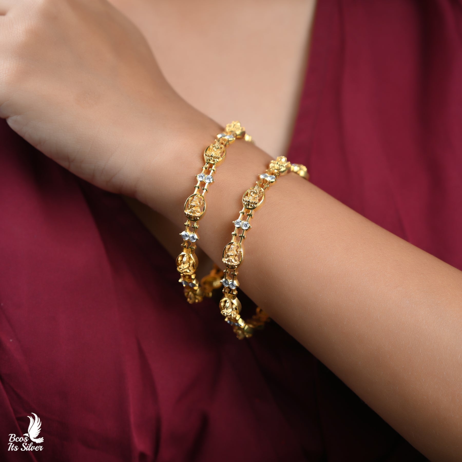 Gold Plated Close settings bangle - 4081 - Size 2.6