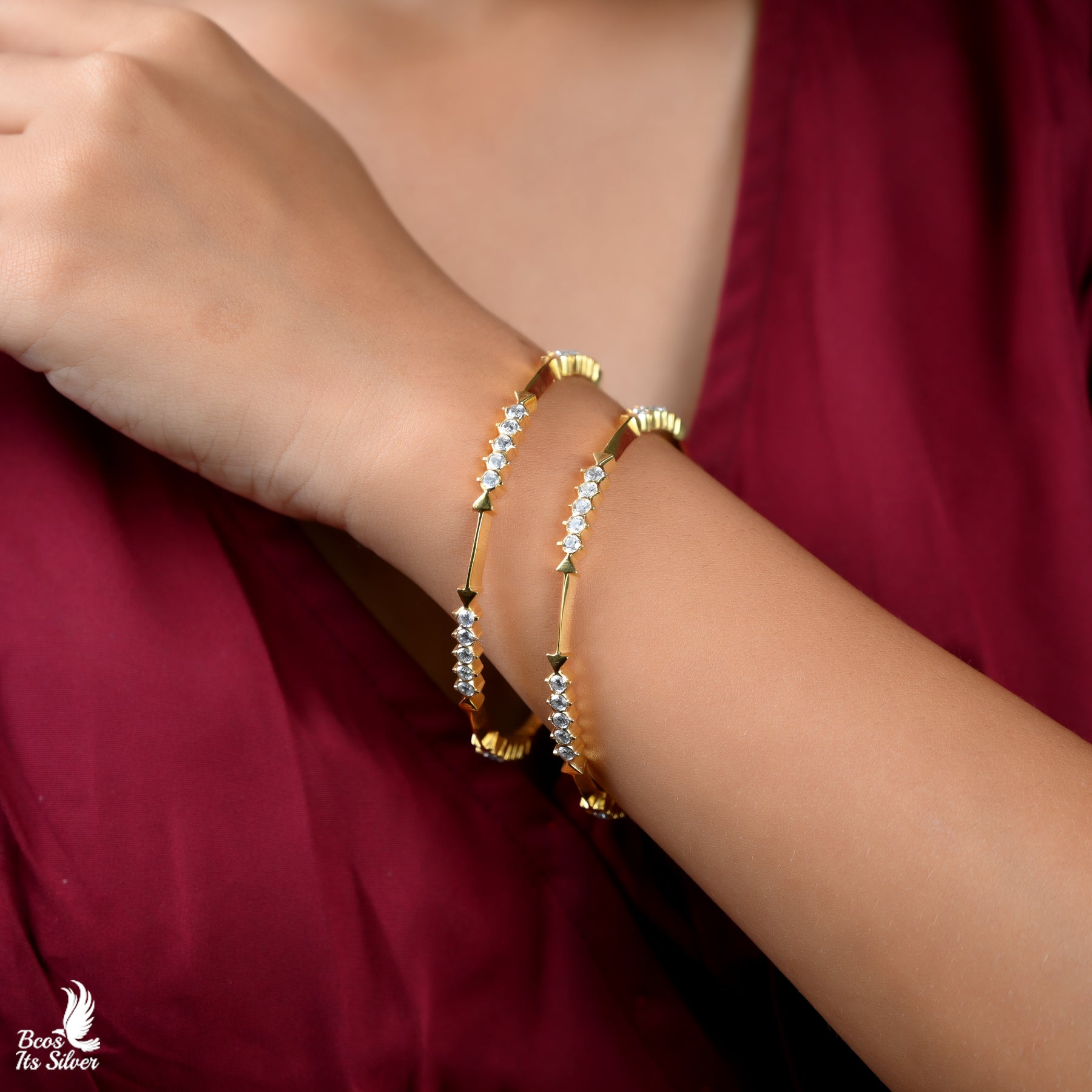 925 Gold Plated Close settings bangle- 4075 (MADE TO ORDER )