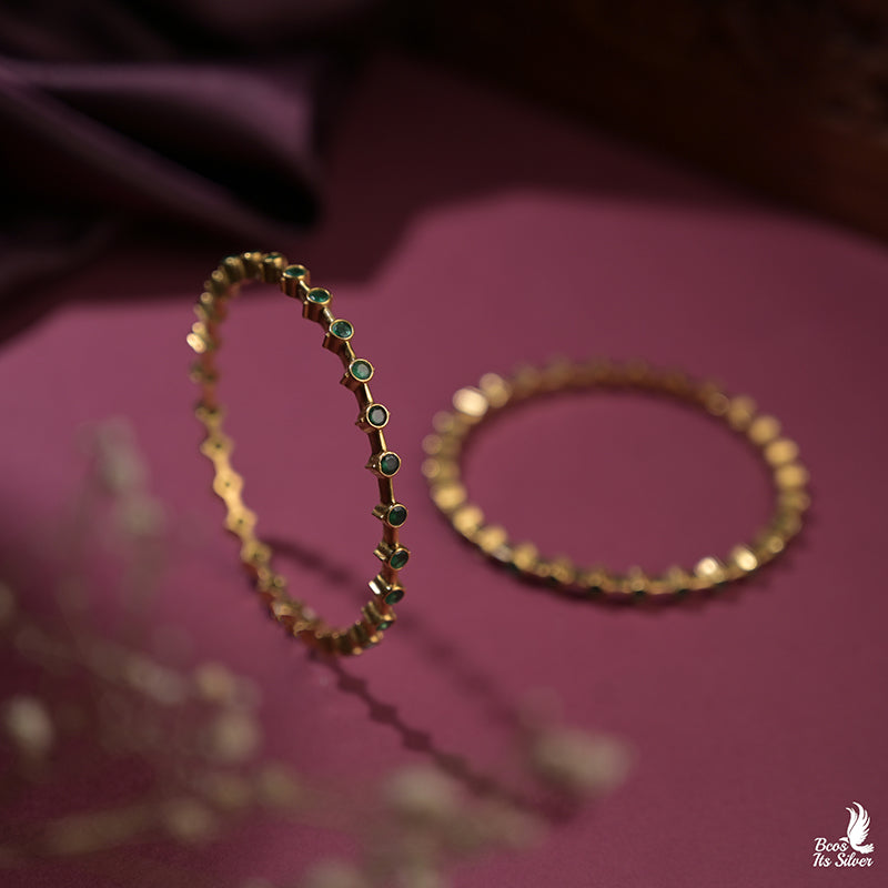 Gold Plated Bangle With Stone -0030