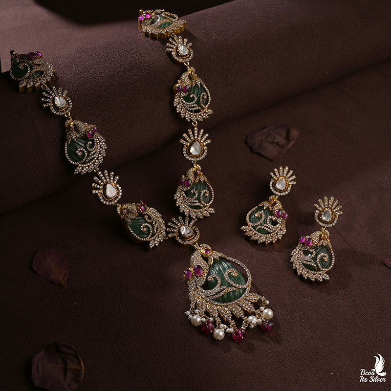 925 Silver Victorian Peacock Haram set -0113