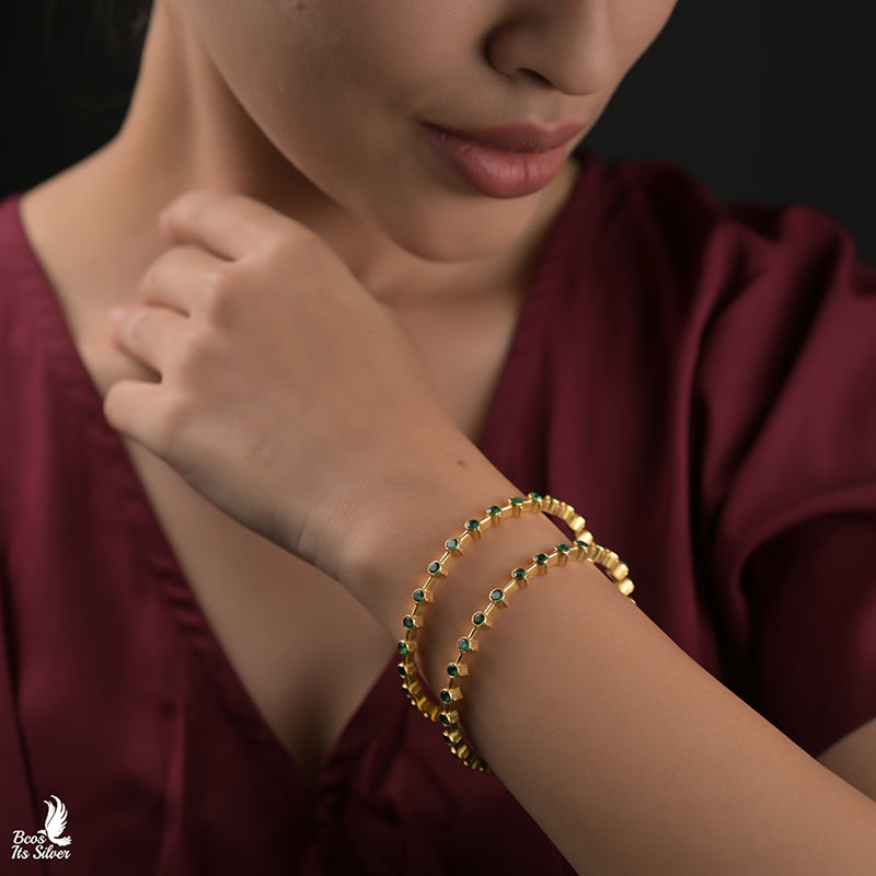 Gold Plated Bangle With Stone -0030
