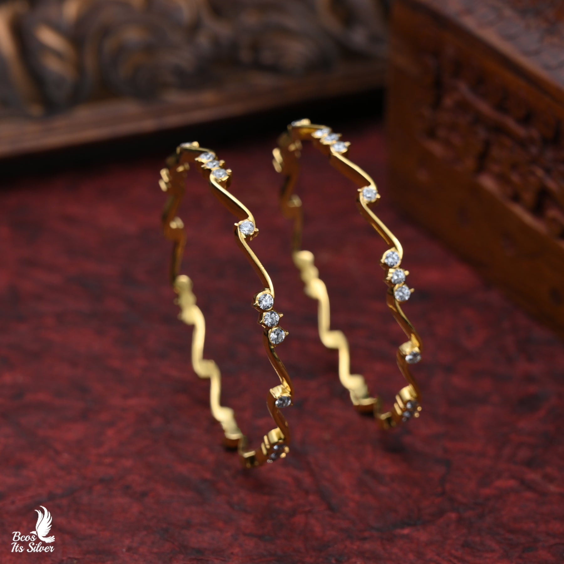 Gold Plated Close settings bangle- 4086