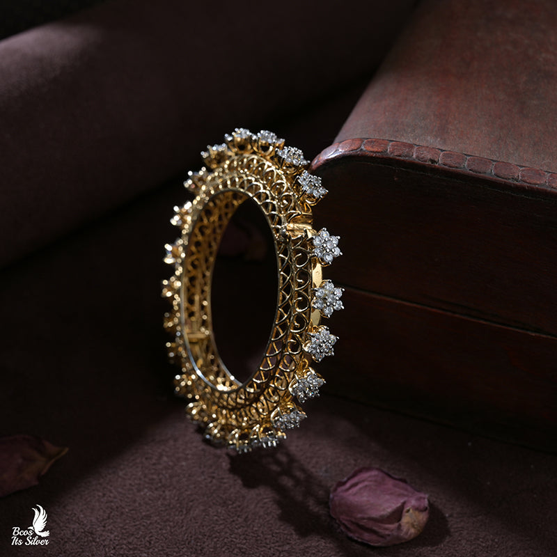 Theia Gold Plated Diamond Look Bangle - 323 -Size - 2.5