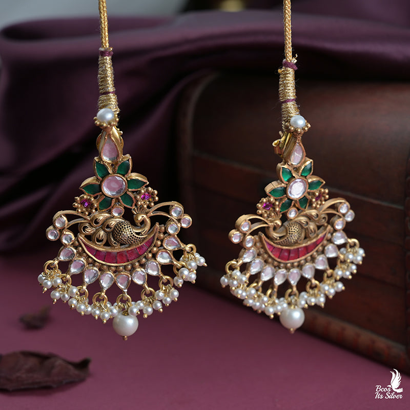 925 Silver Gold Plated Chandbali - 0155