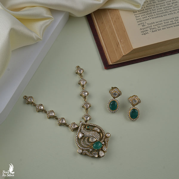 925 Silver Victorian Necklace with Earstud-0966