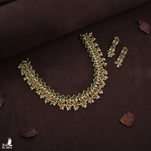 925 Gold Plated Necklace with Earring-0975