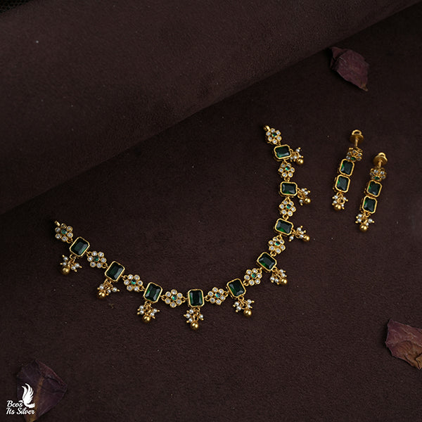 925 Gold Plated Necklace with Earring-0976