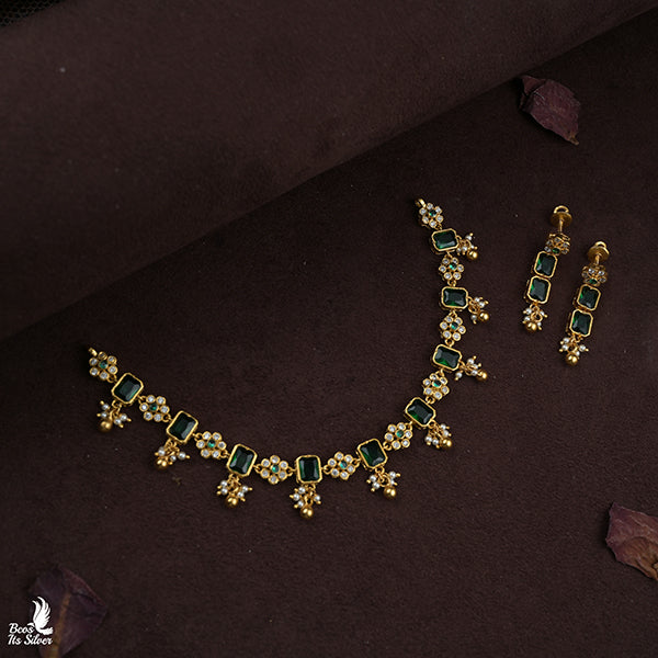 925 Gold Plated Necklace with Earring-0976