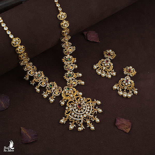 925 Gold Plated Necklace with Earring-0985