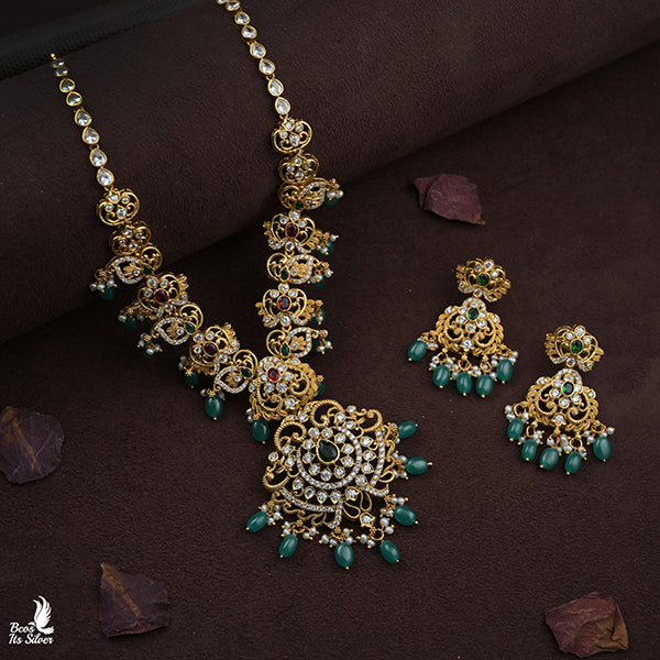 925 Gold Plated Necklace with Earring-0993