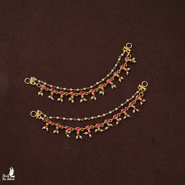 KUNDAN EAR CHAIN - 0416
