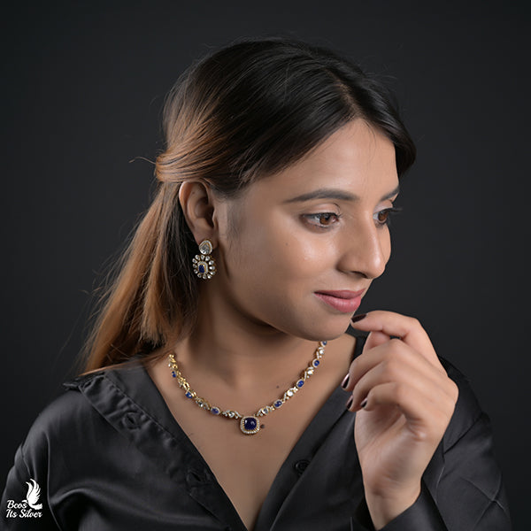 925 Silver Victorian Necklace with Earring-0918