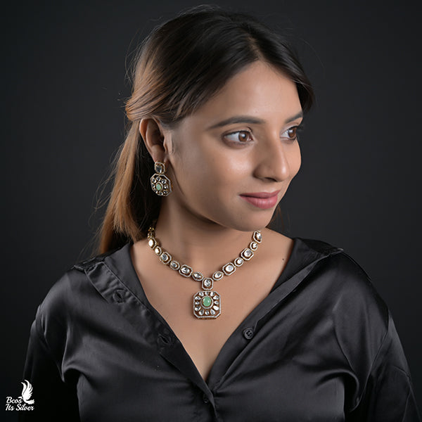 925 Silver Victorian Necklace with Earring-0921