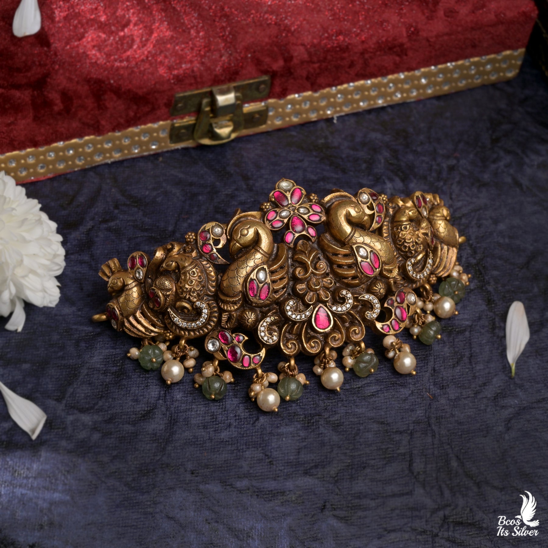 925 Silver Peacock Choker - 5334