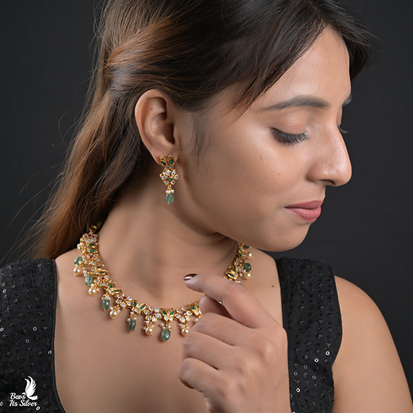 925 Silver Butterfly Necklace Set-0991