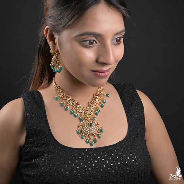 925 Gold Plated Necklace with Earring-0993