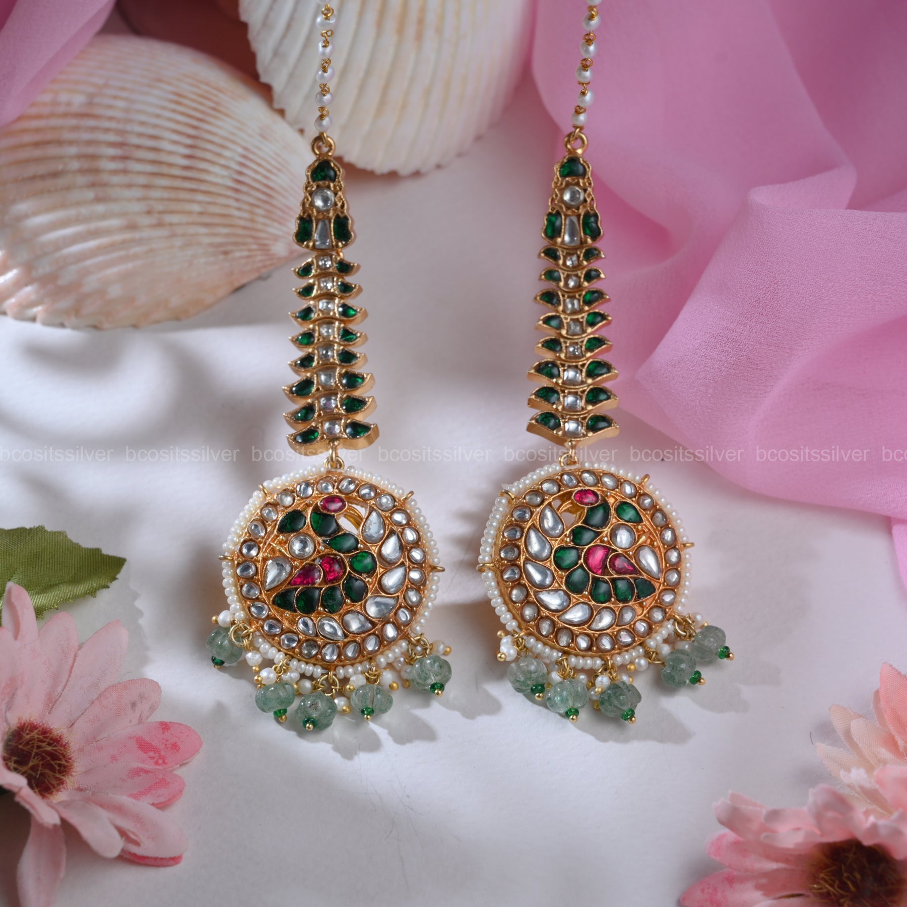 925 Silver Kundan Maharani Earring - 823