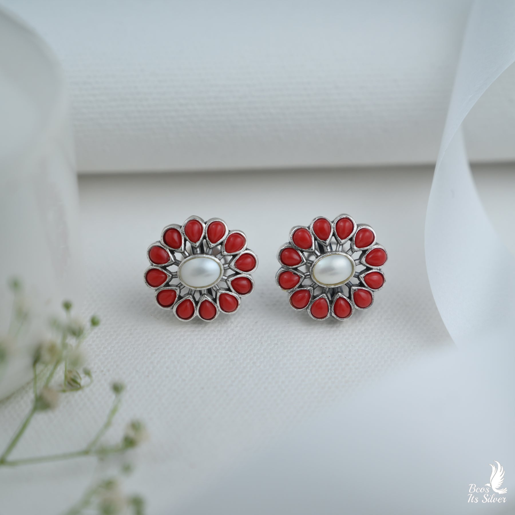 Pure 925 Silver Oxidized Earstud - 6171