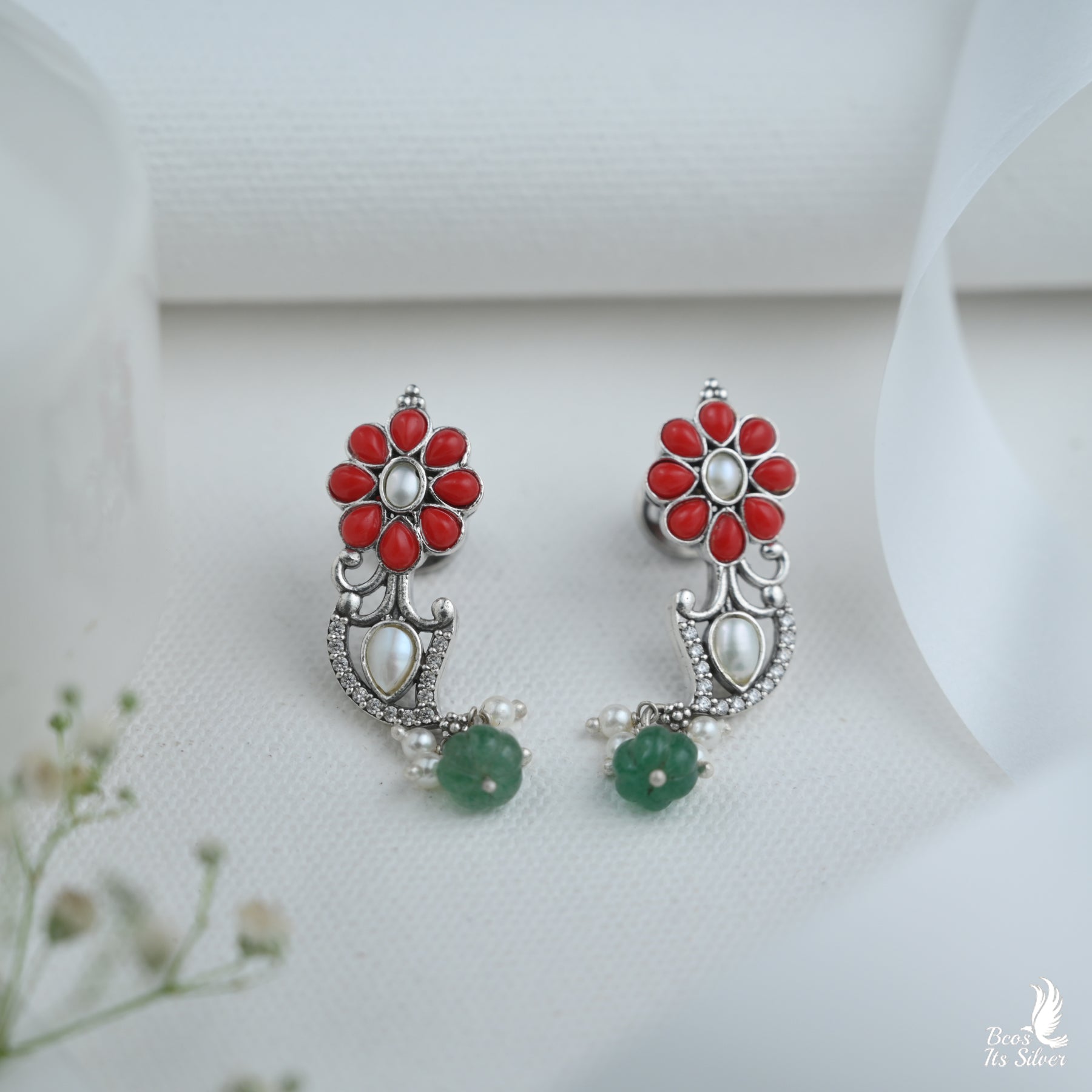 Pure 925 Silver Oxidized Earstud - 6166