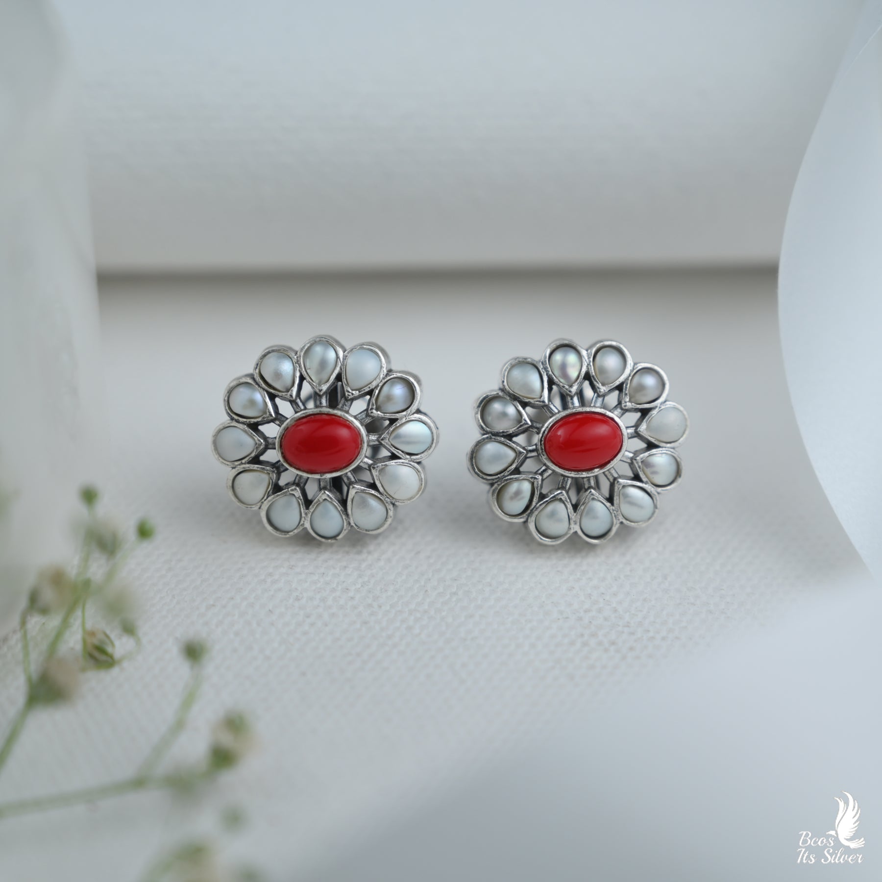 Pure 925 Silver Oxidized Earstud - 6173