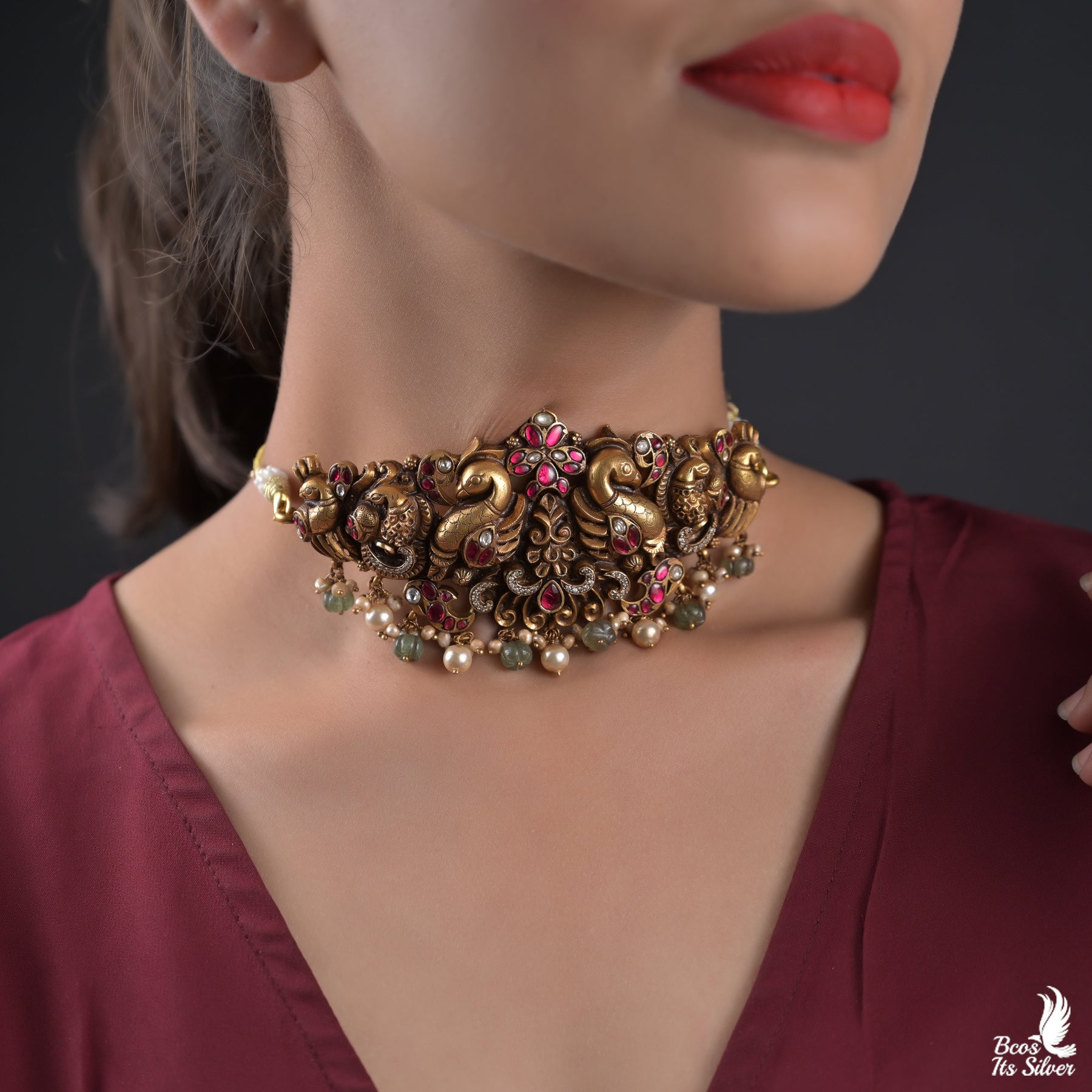 925 Silver Peacock Choker - 5334