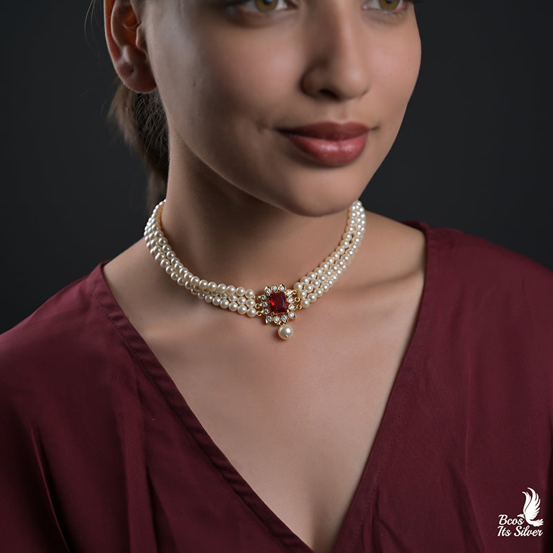 925 Silver Beads Choker - 8469