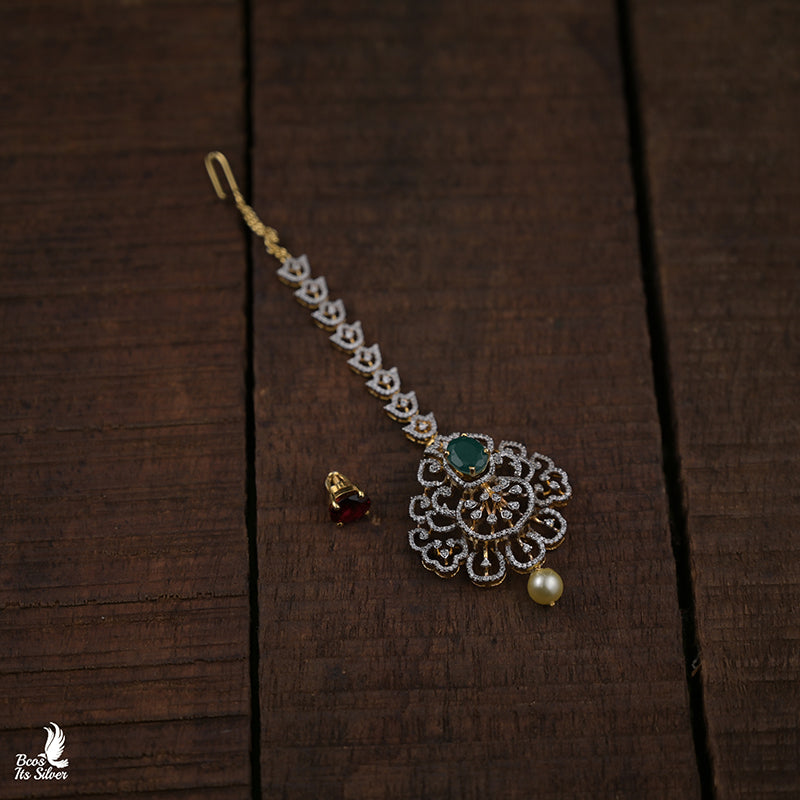 Theia Diamond Look Pendant withTikka chain -8245 ( MADE TO ORDER )