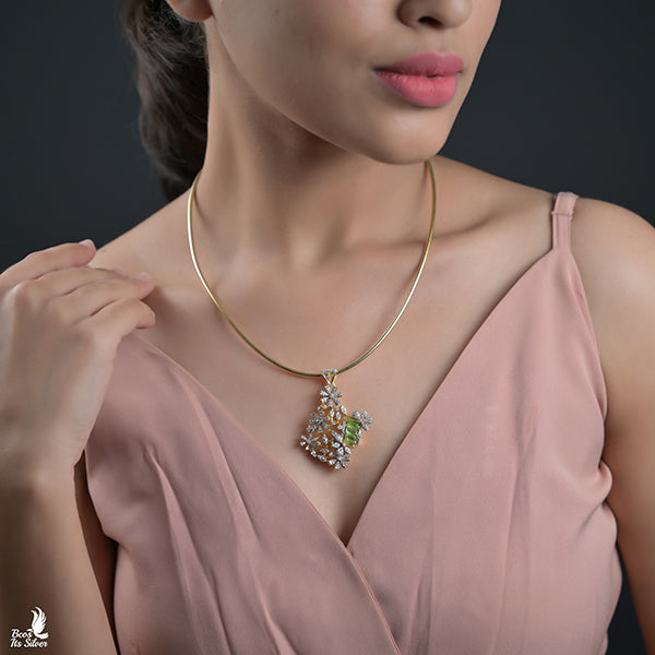 925 Silver Theia Gold Plated Pendant- 6659 ( MDE TO ORDER )