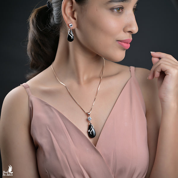 Theia Rose Gold Pendant with Earring - 6642