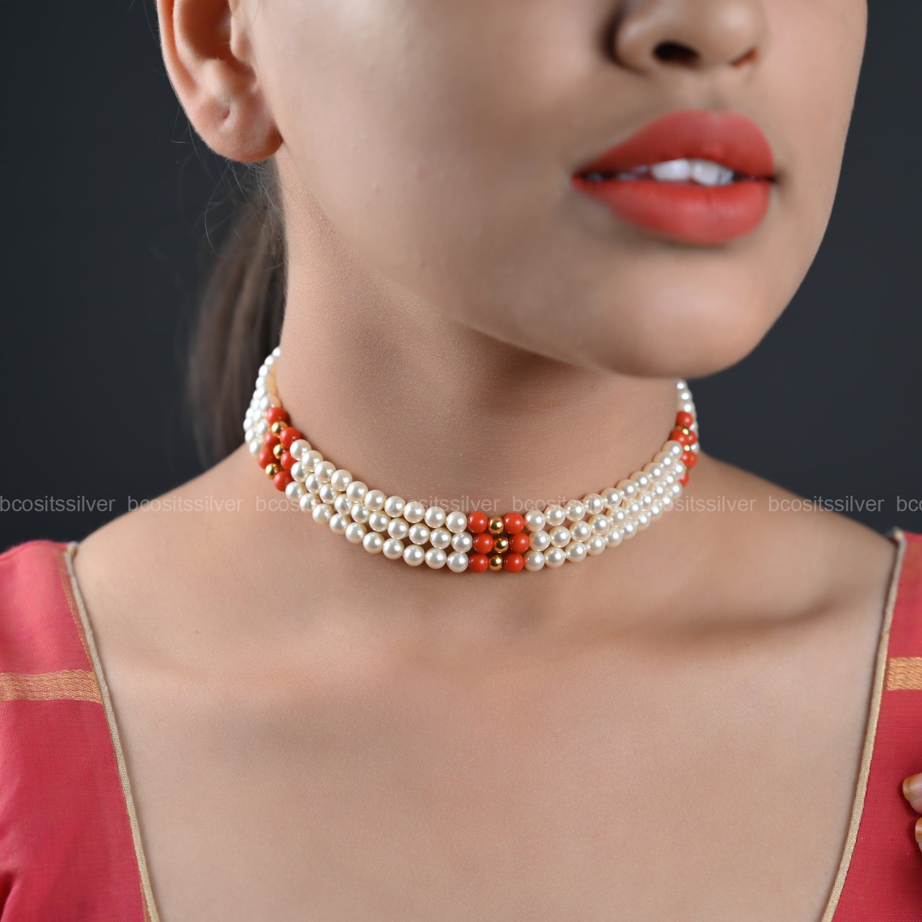 Pure 925 Beads Choker- 3798
