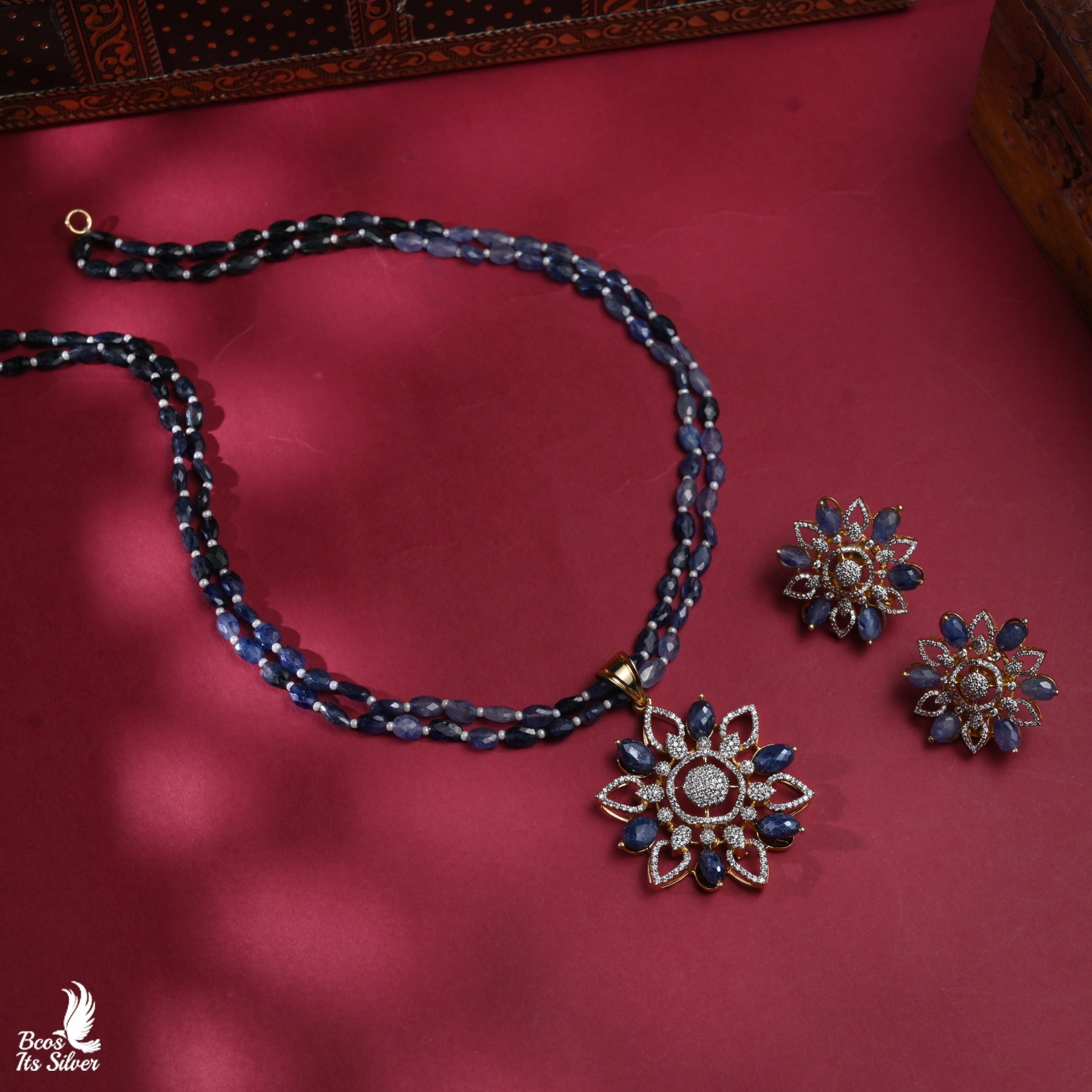 Theia Diamond look Pendent with earring- 5773