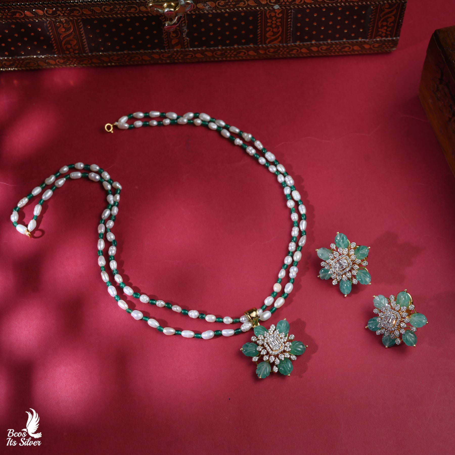 Theia Diamond look Pendent with earring - 5772