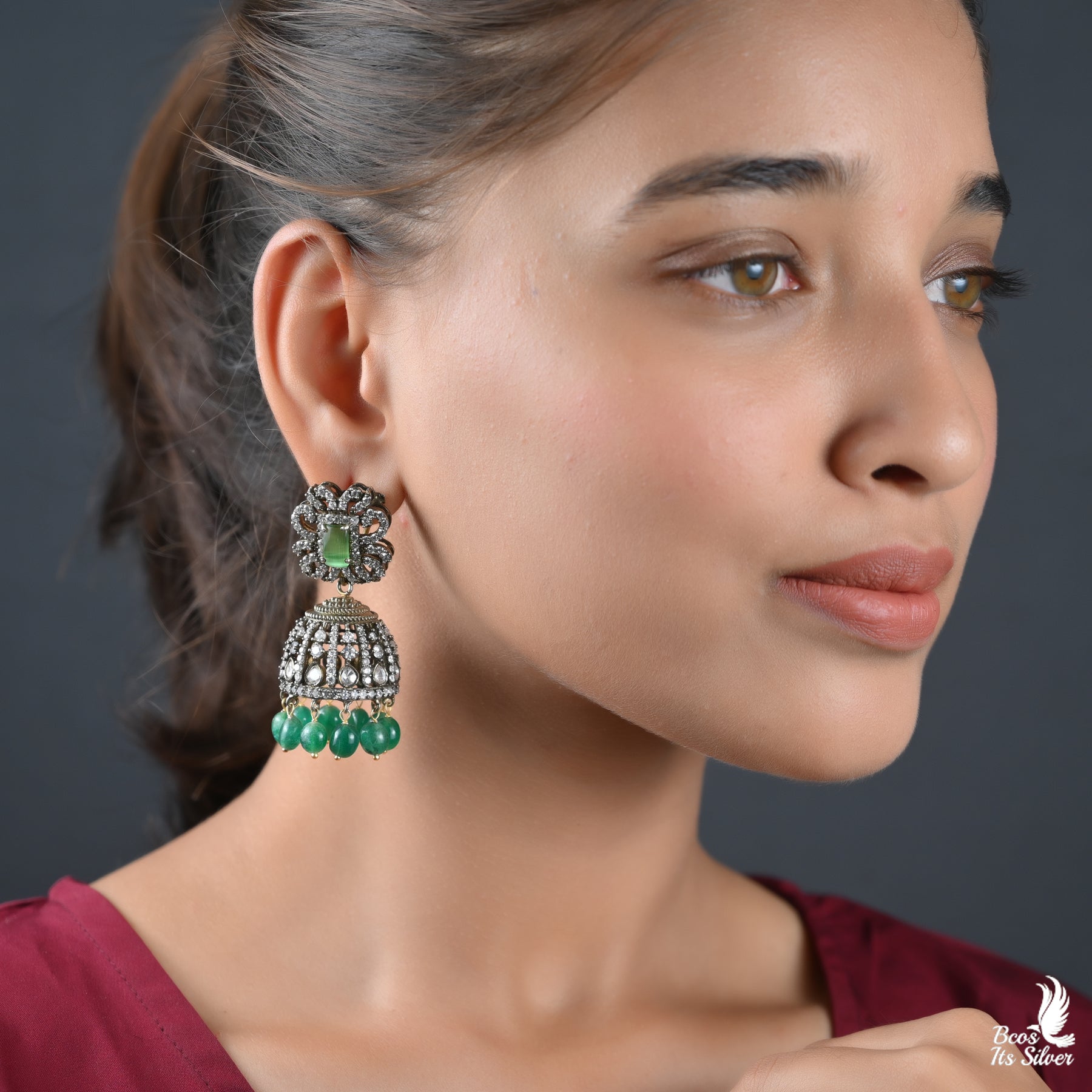 925 Silver Victorian Jhumka - 3015