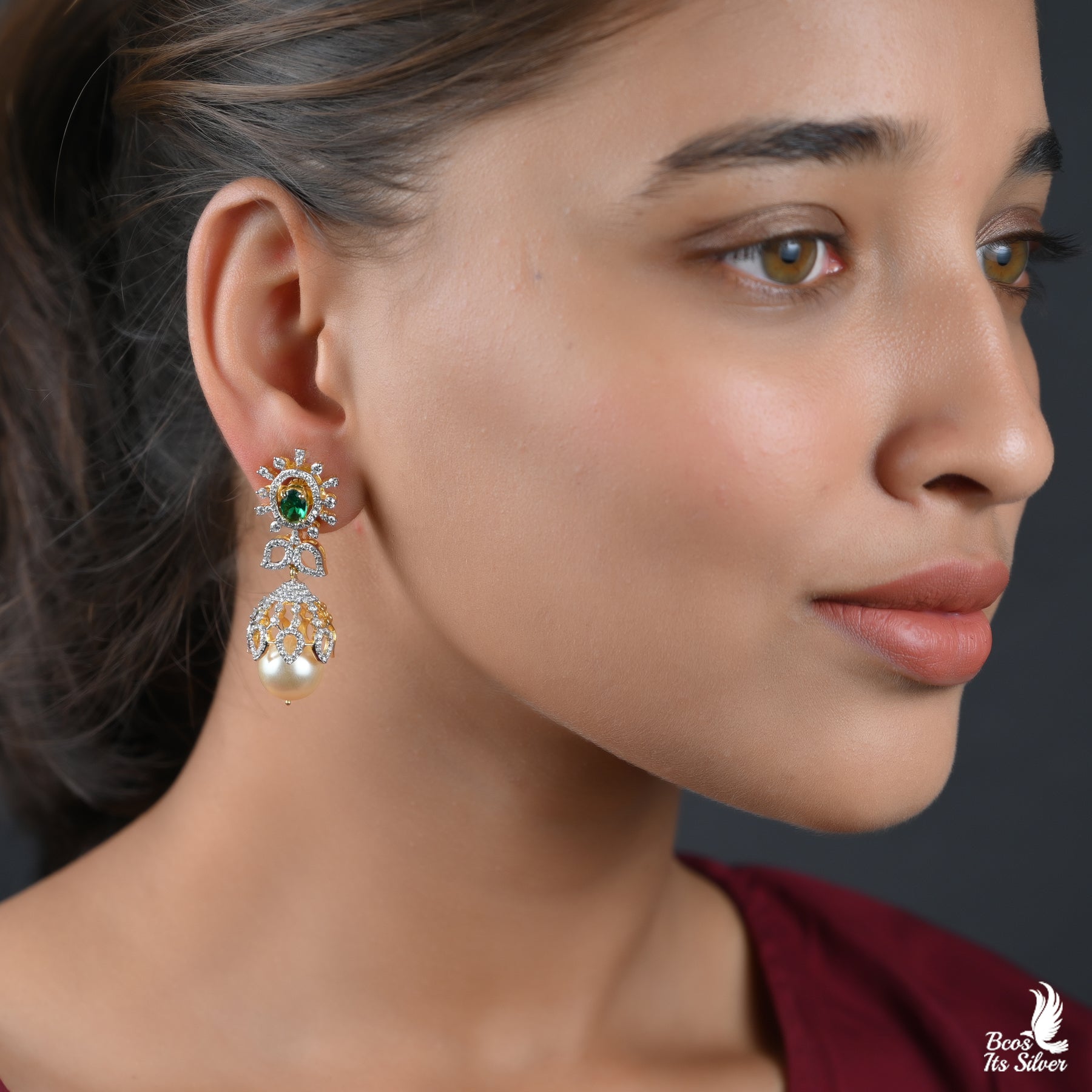 Theia Diamond Look Jhumka - 3029 - ( MADE TO ORDER )