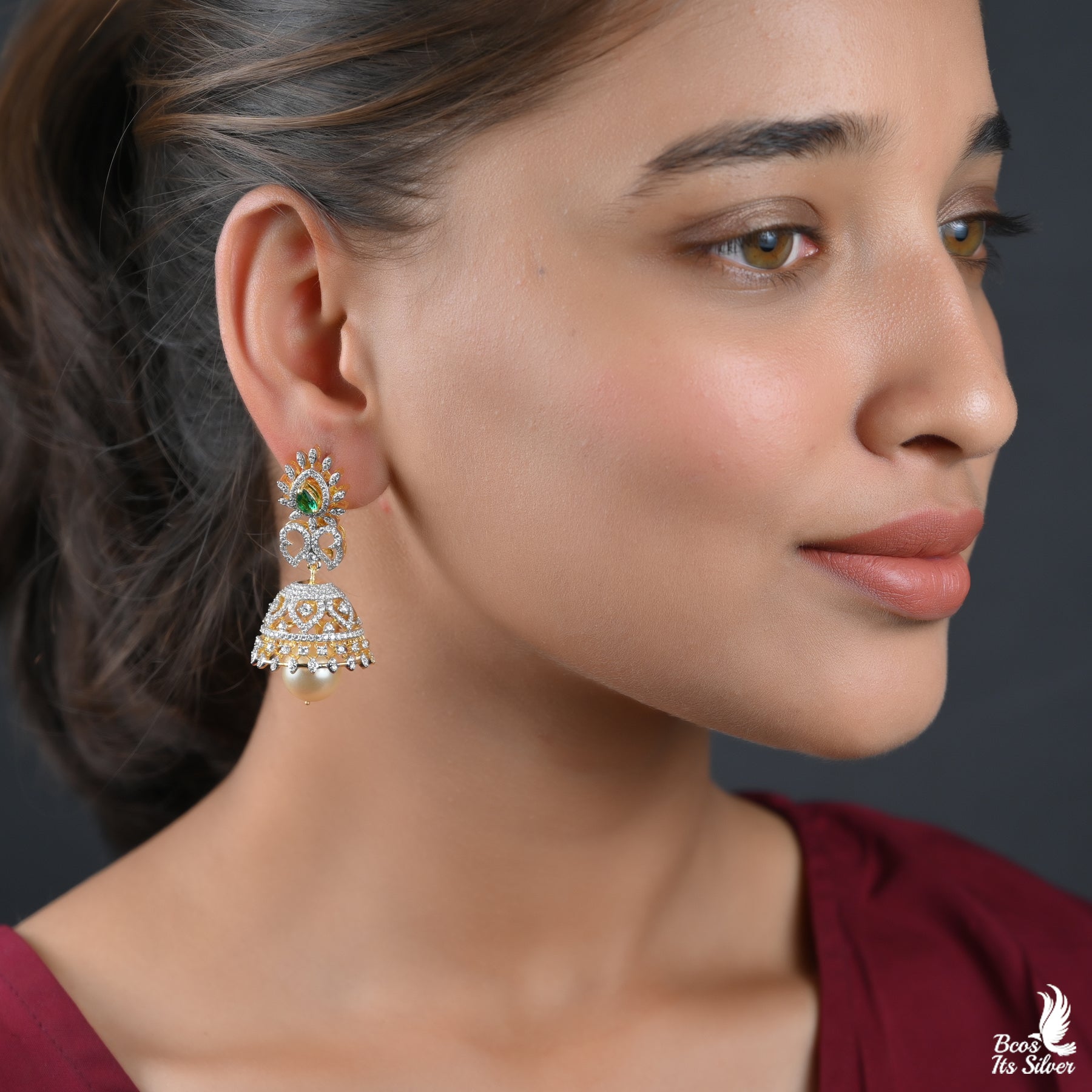 Theia Diamond Look Jhumka - 3026 - ( MADE TO ORDER )