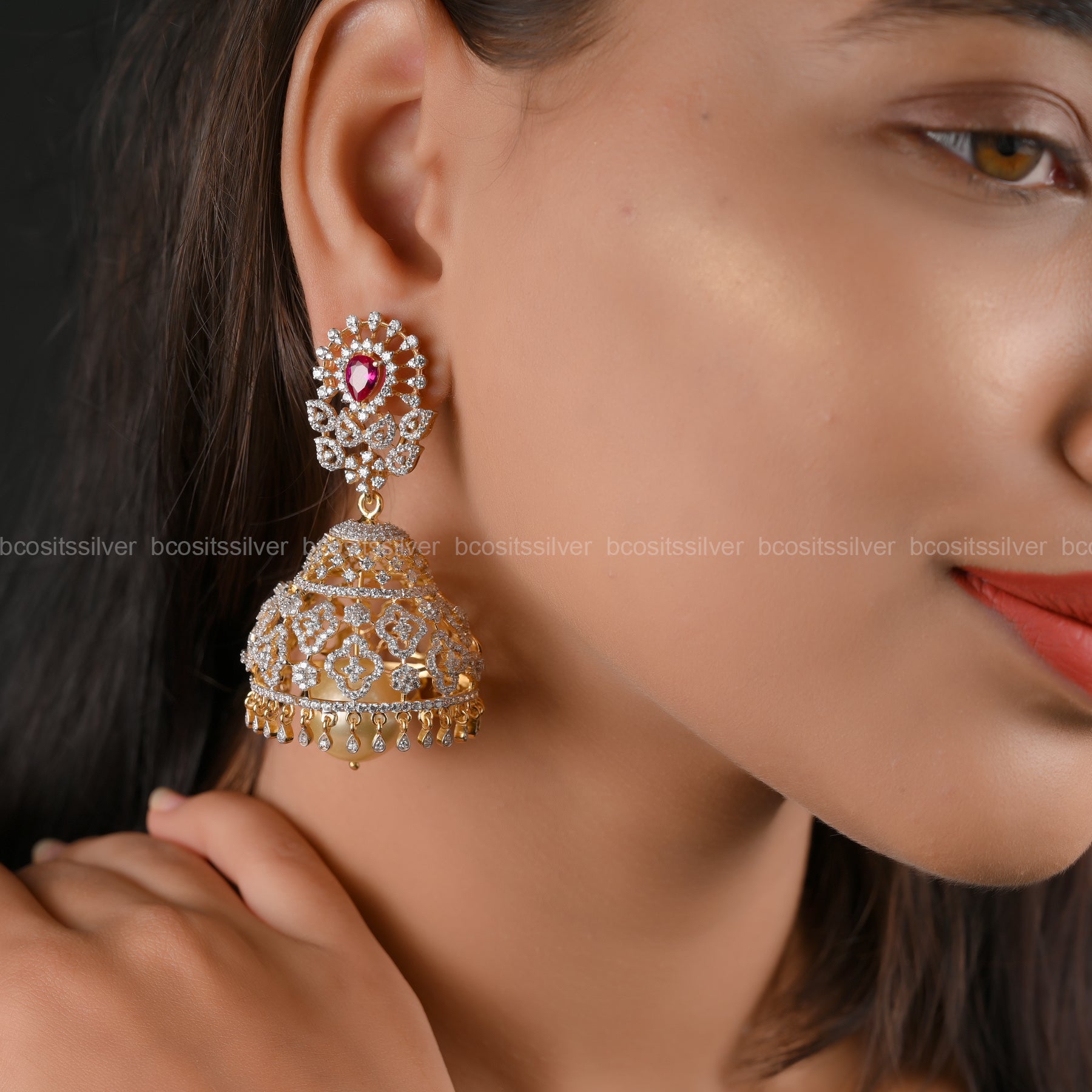 Theia Diamond Look Jhumka - 3969 - ( MADE TO ORDER )