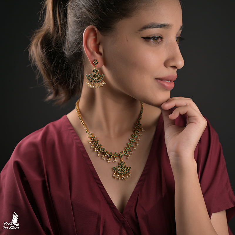 Pure Silver 92.5 Varah Necklace with Earrings - 0118