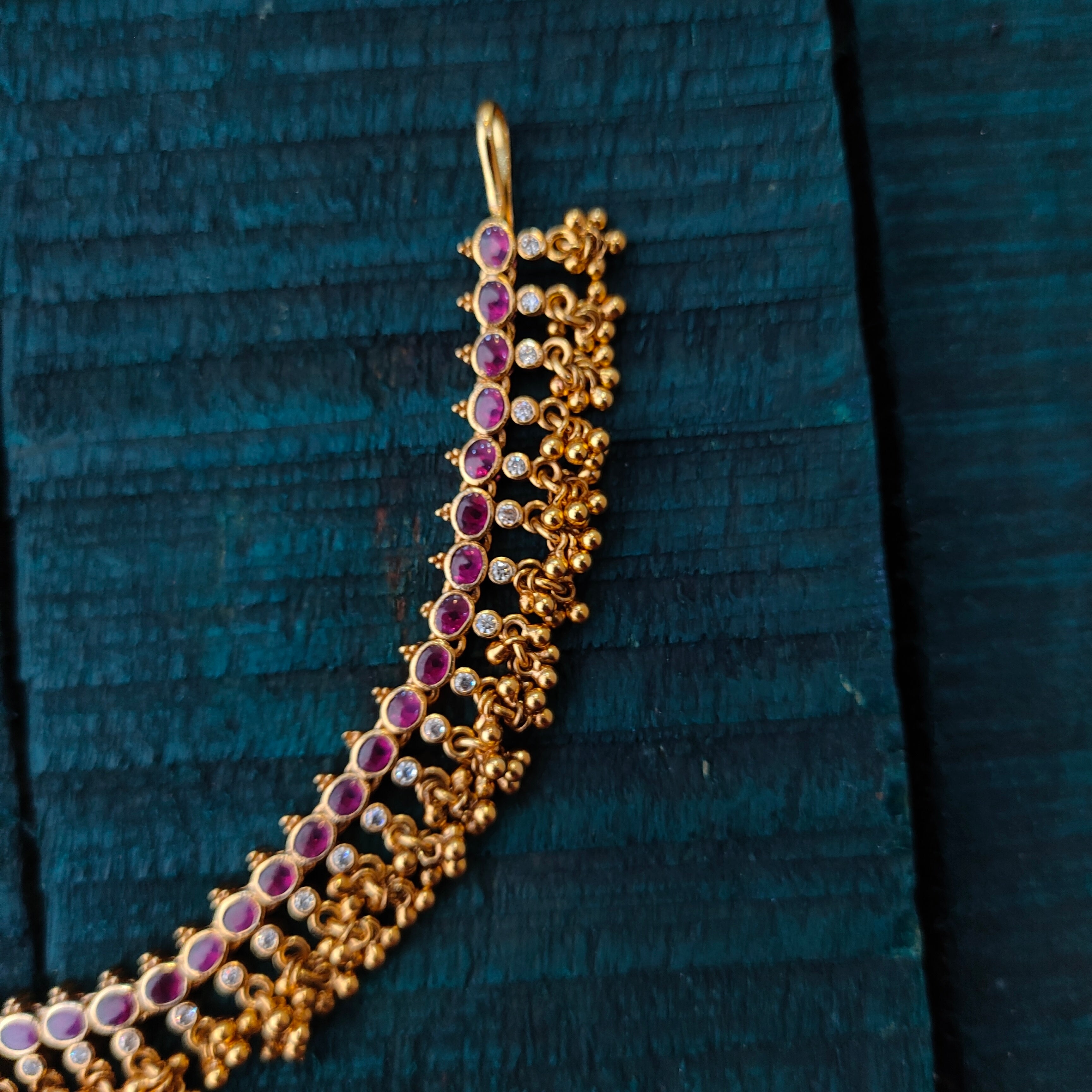 925 Silver Gold Plated Kundan Matha patti -1410