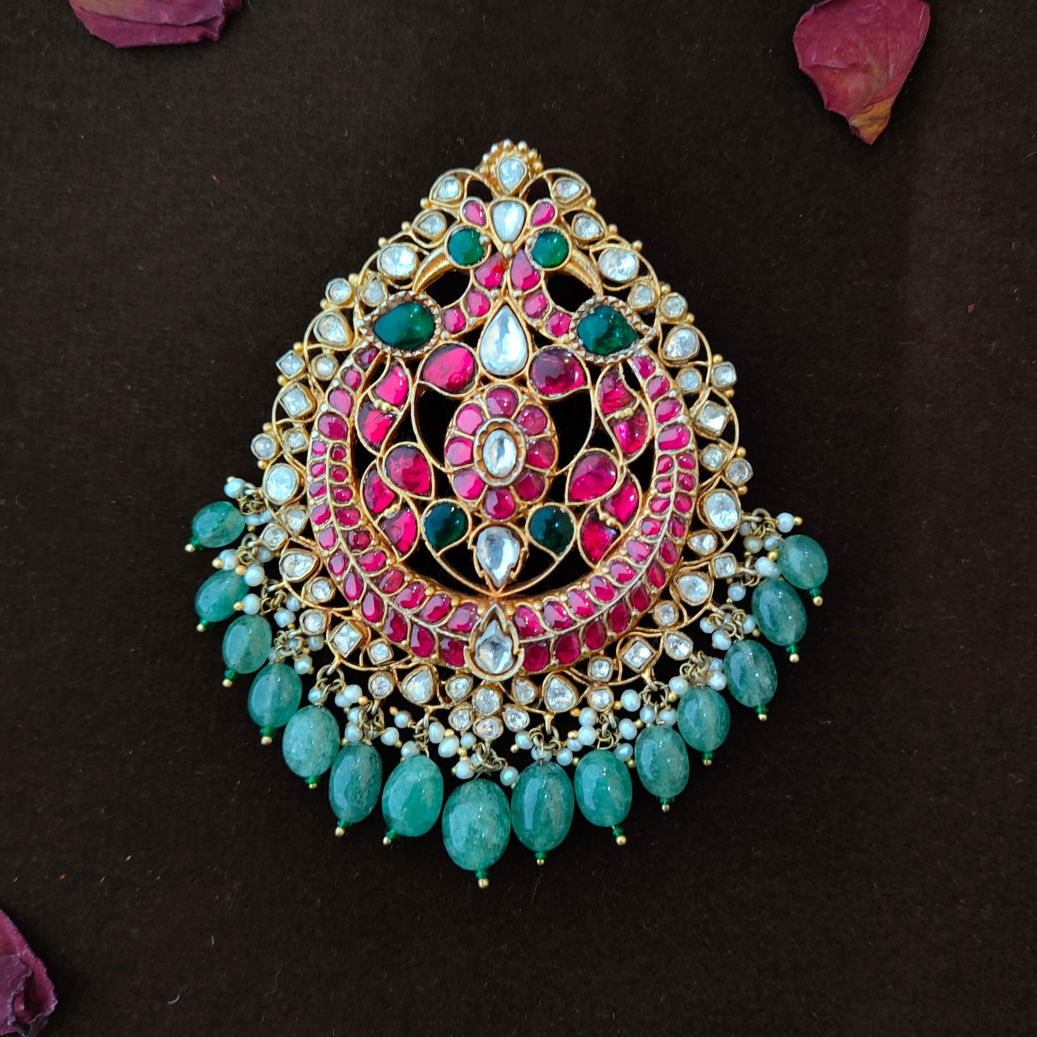925 Silver Kundan Pendant- 347