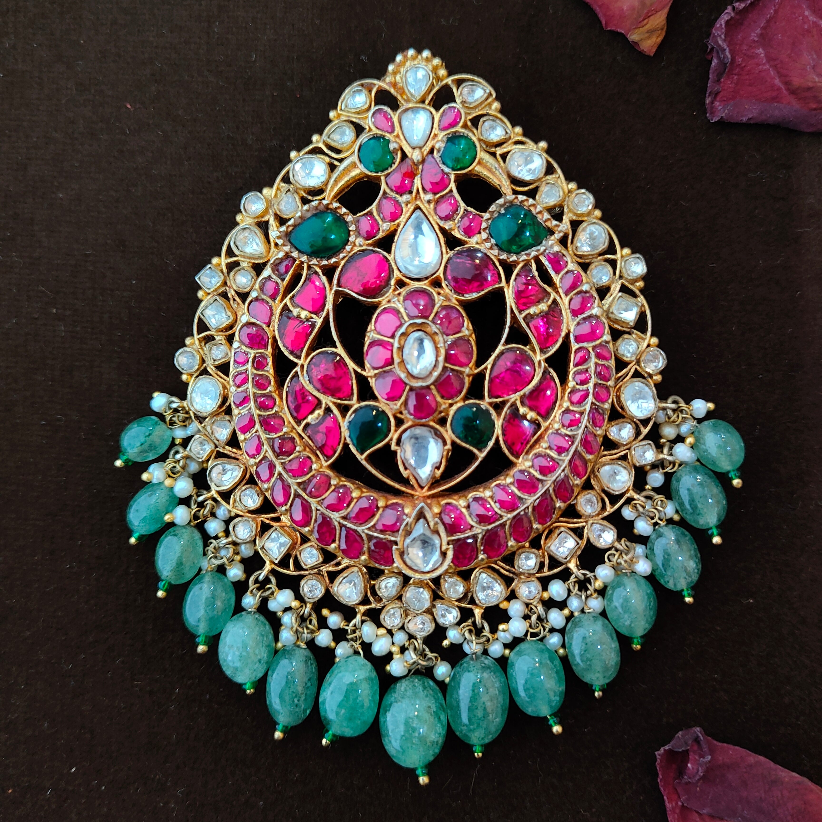 925 Silver Kundan Pendant- 347