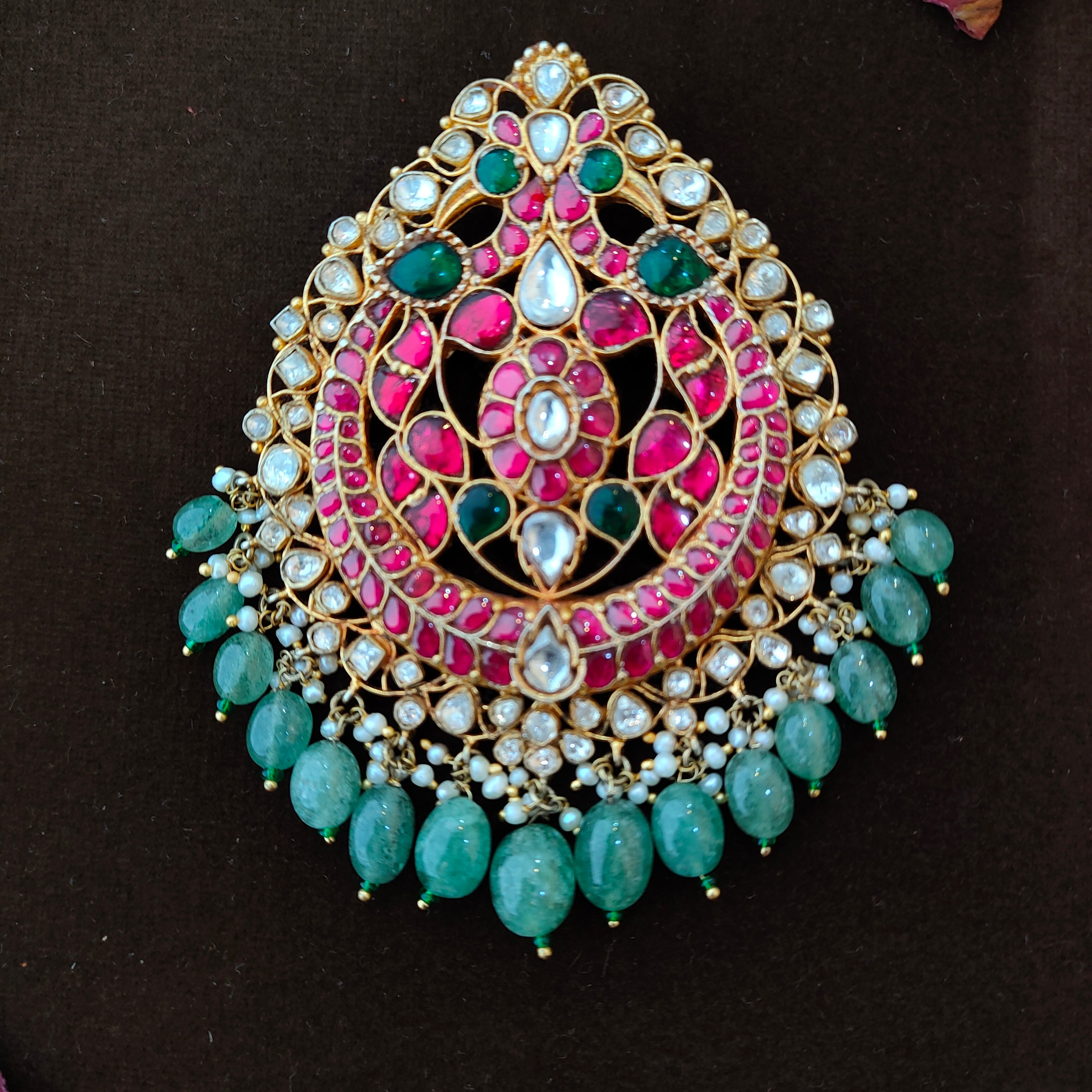 925 Silver Kundan Pendant- 347