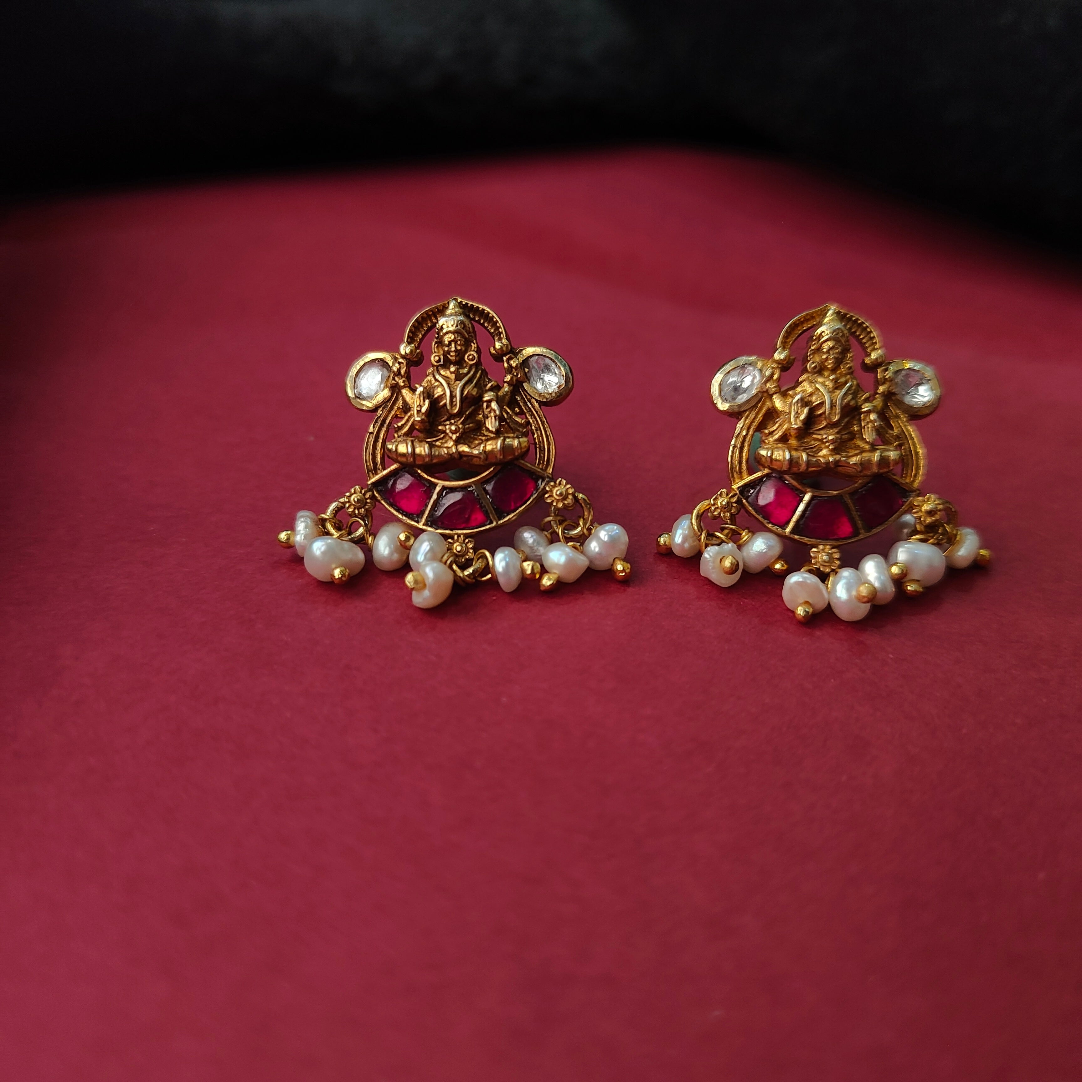 925 Silver Kundan Polki Nakshi Earstud - 5715