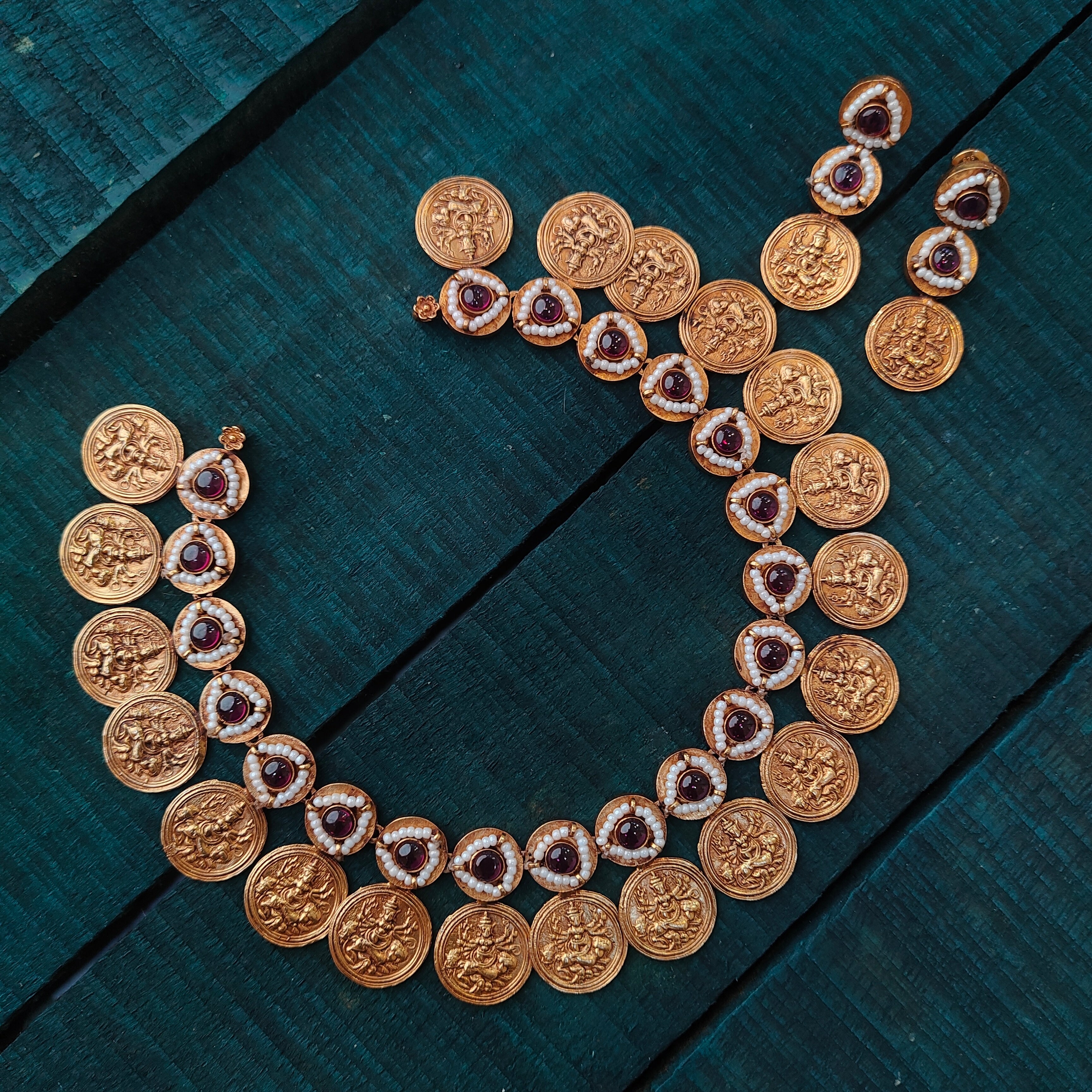 925 Silver Lakshmi Coin Necklace Set -1442