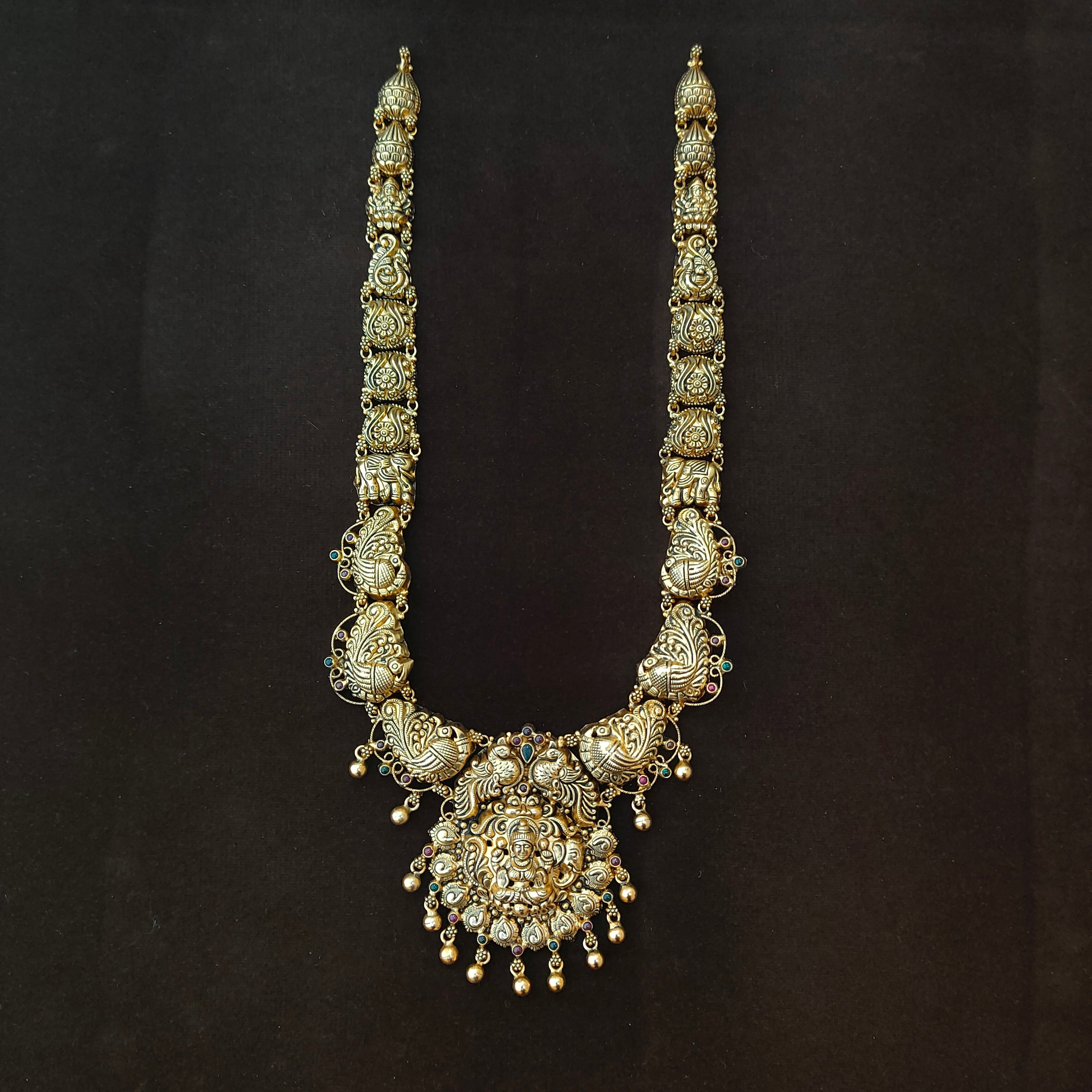 925 Silver Gold Plated Lakshmi Haram-1422