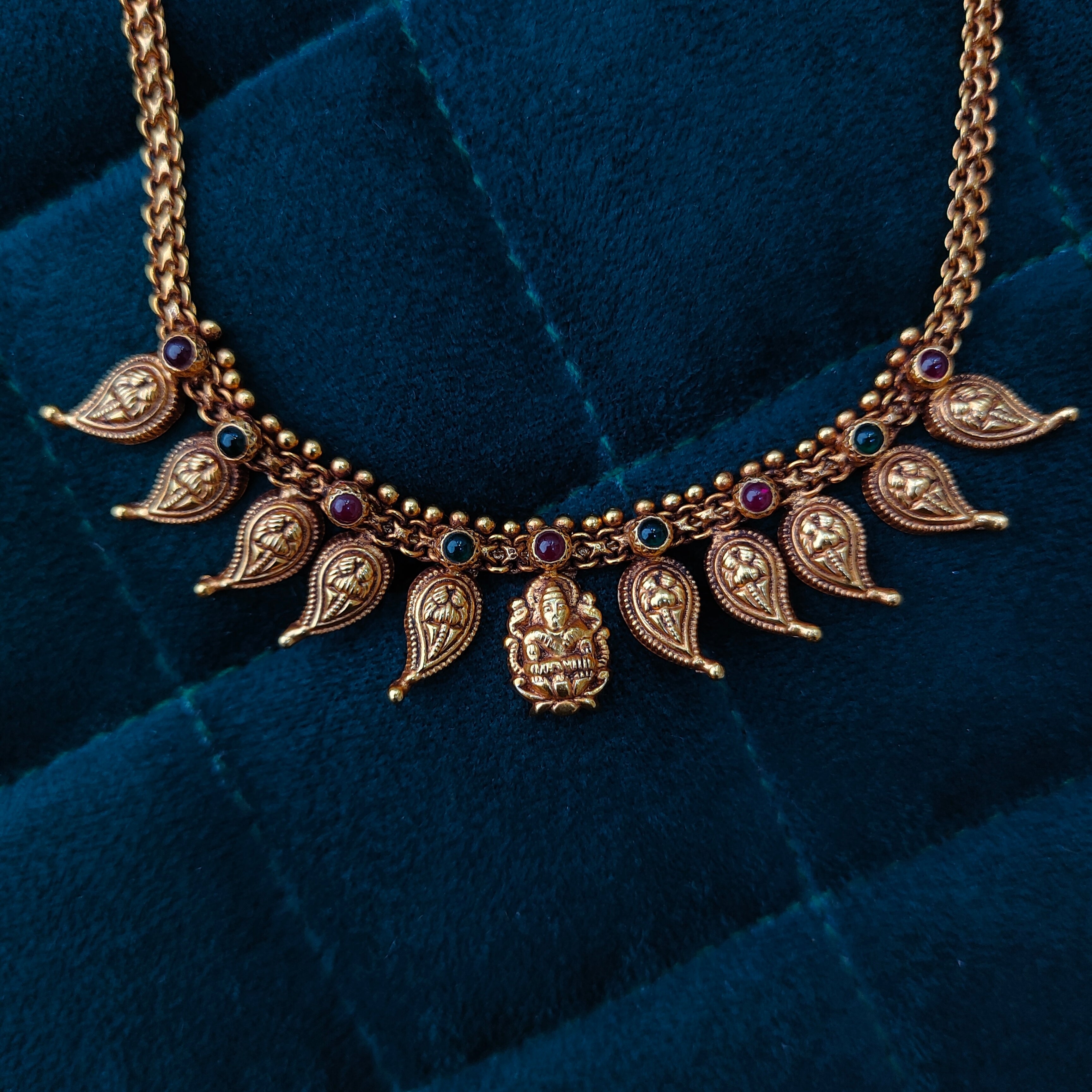 925 Silver Gold Plated Lakshmi Mango Necklace-1371