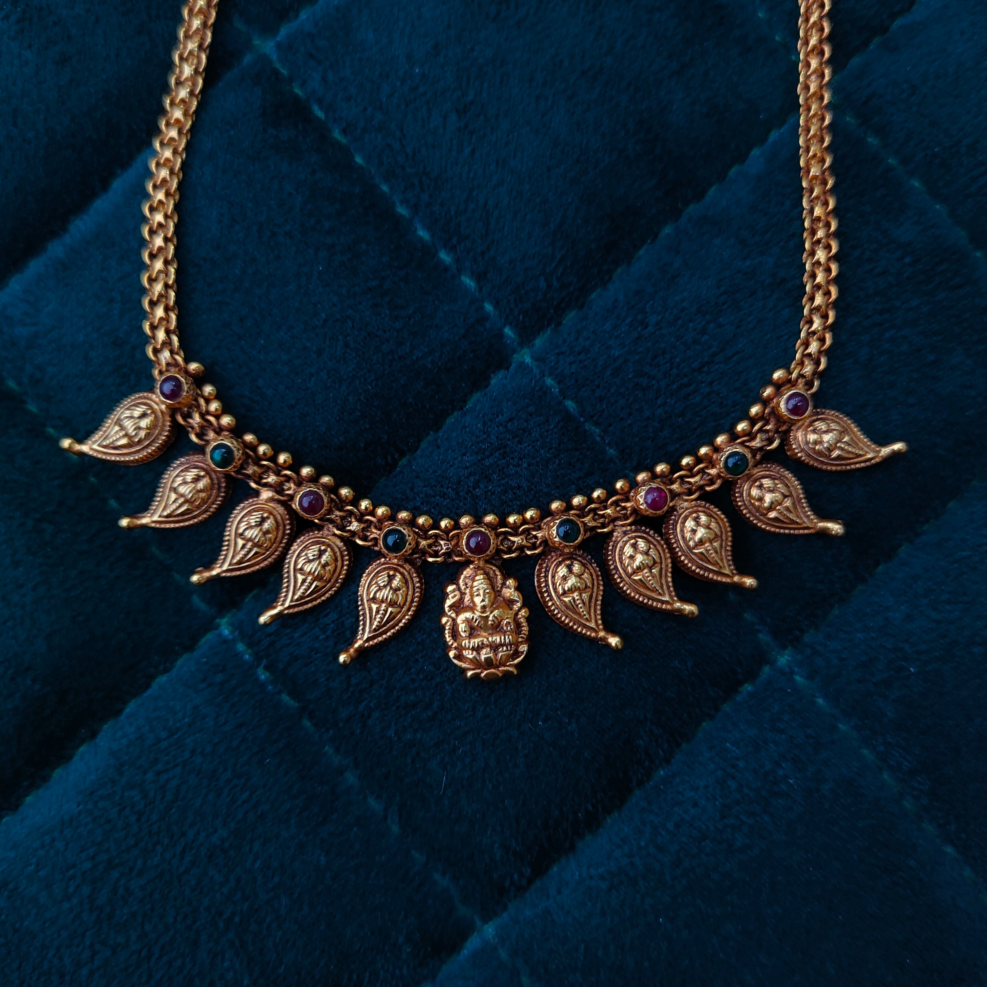 925 Silver Gold Plated Lakshmi Mango Necklace-1371