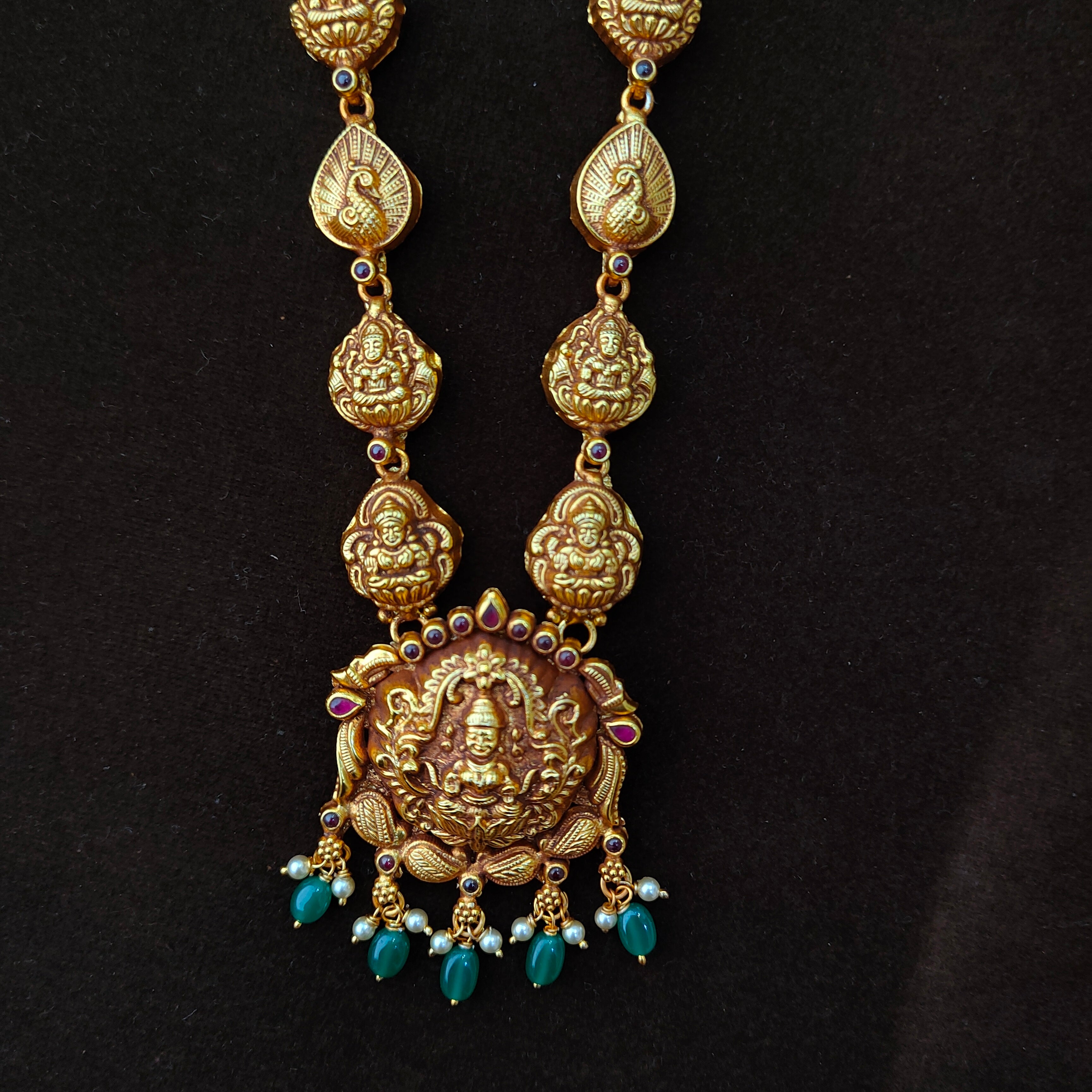 925 Silver Gold Plated Lakshmi Neckpiece -1370